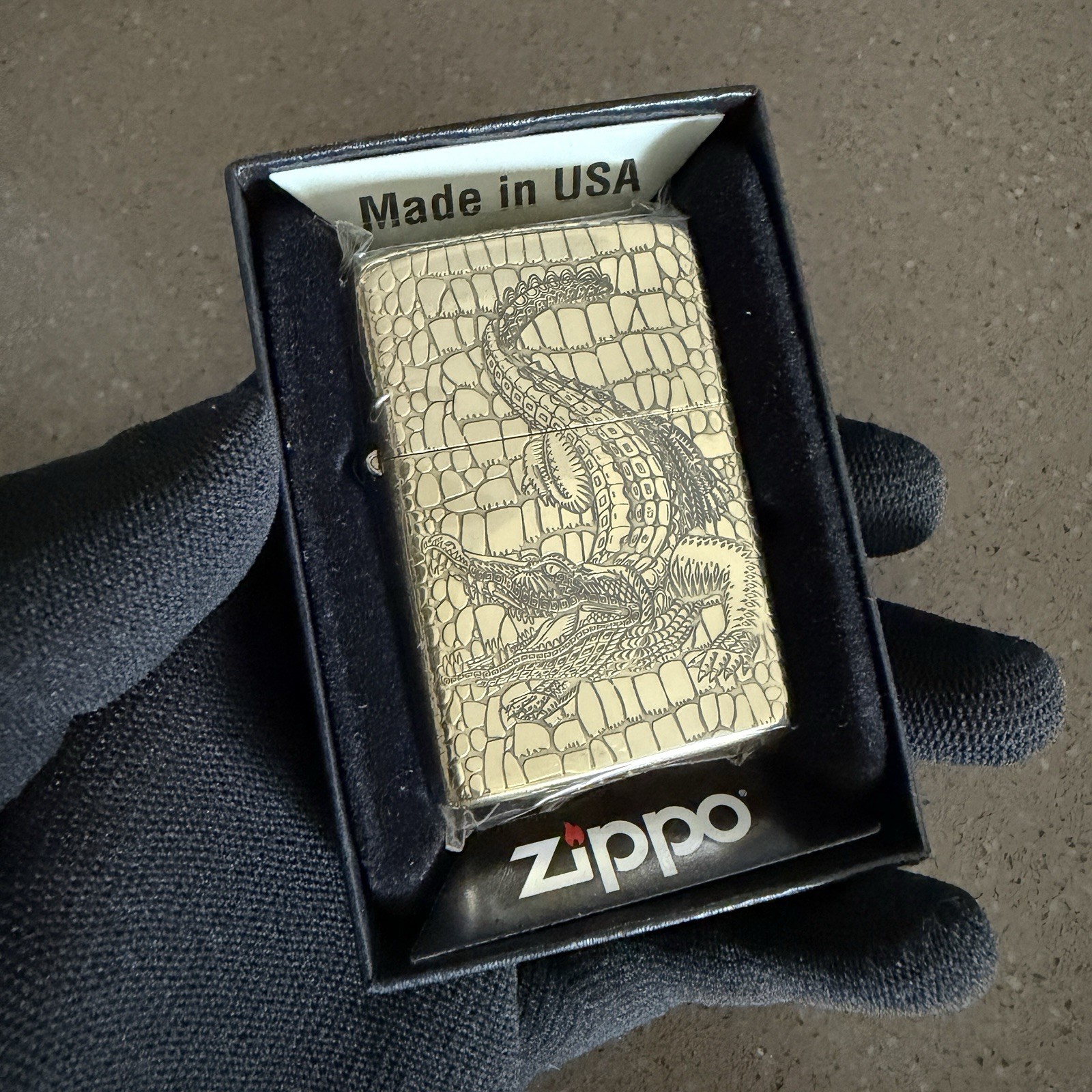 Crocodile Zippo 5 Sided Windproof Rare Lighter With Box