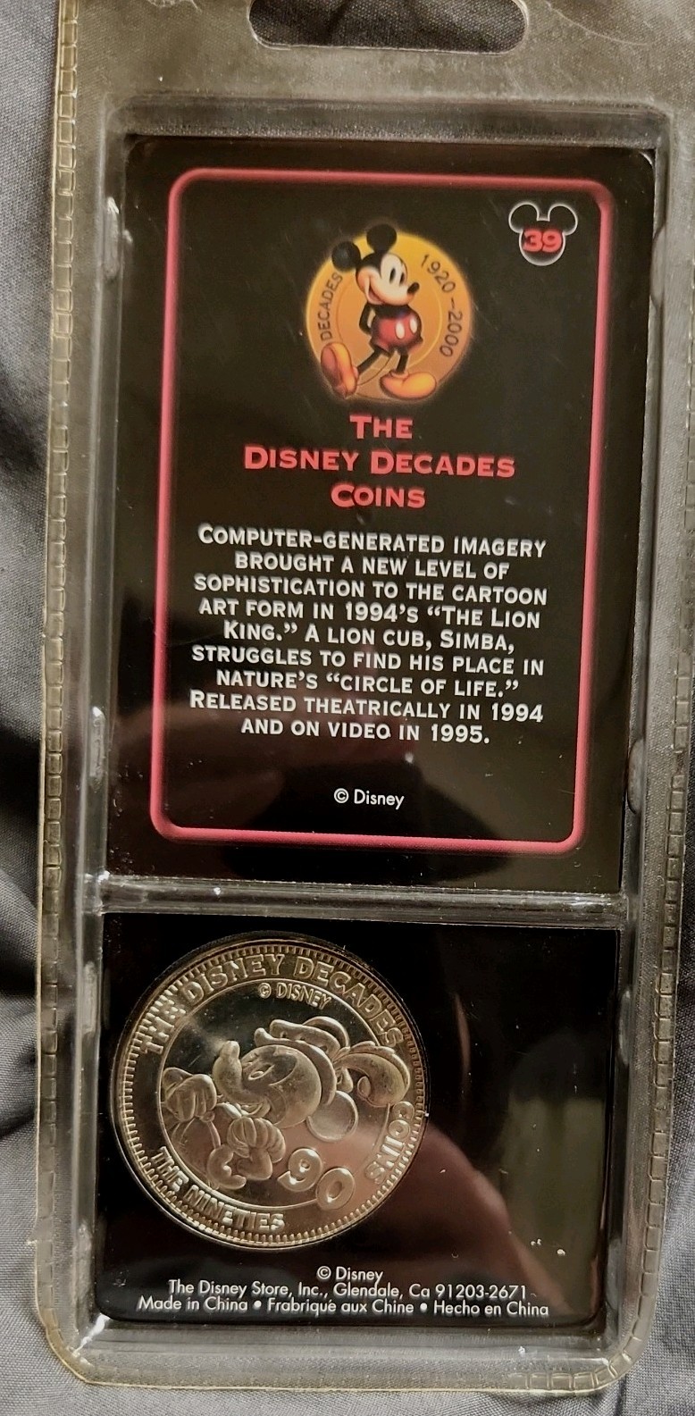 The Disney Store Disney Decades Coins 1994 The Lion King Simba Collectible Coin
