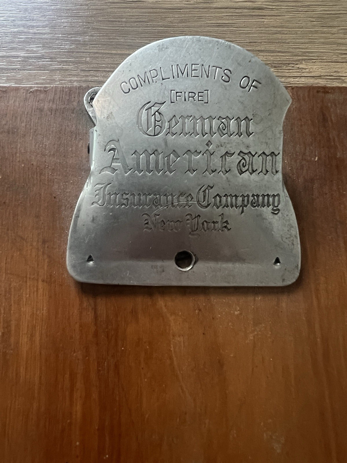 Antique German American Fire Insurance Co New York Wood Clipboard Advertising