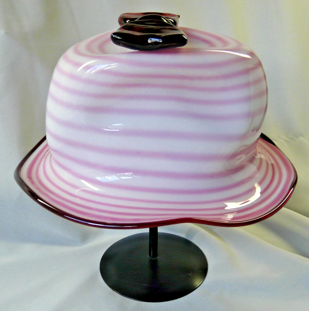 Vintage 1993 Brian Brenno Signed Blown Art Glass with Metal Stand Vintage 1993 Brian Brenno Signed Blown Art Glass with Metal Stand