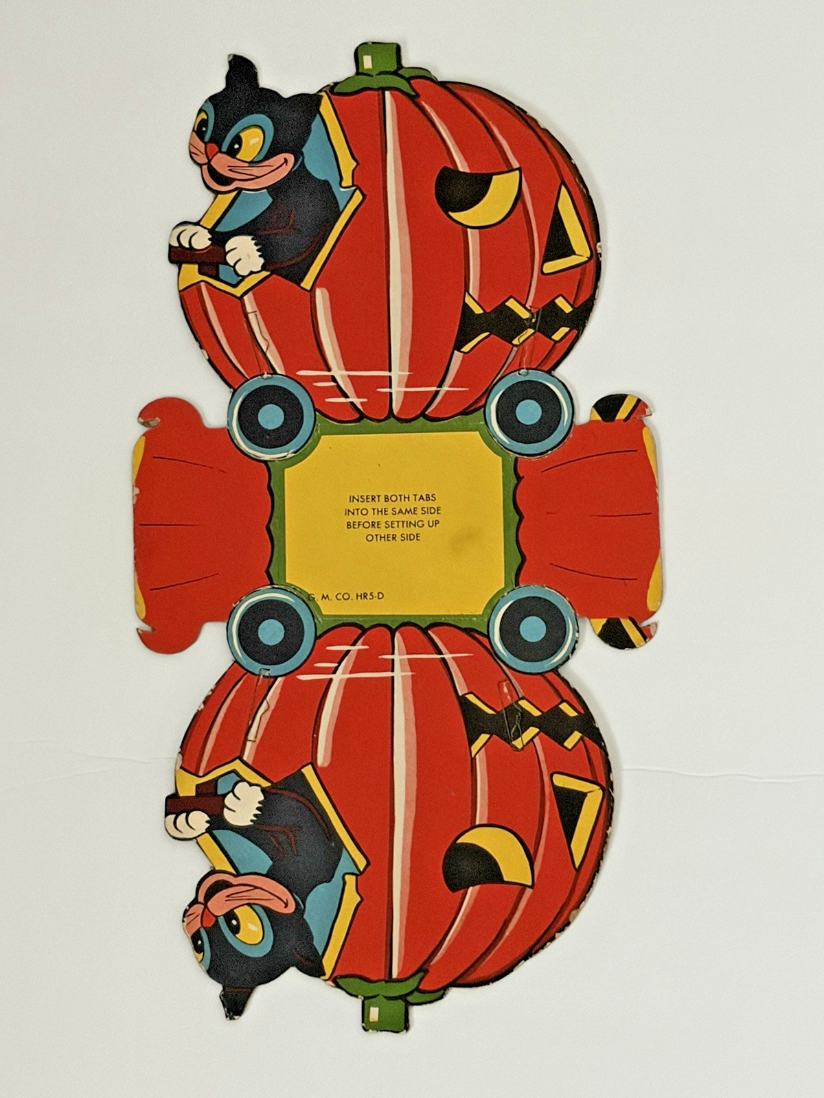 Rare 1940s G.M. Co Die-Cut Cardboard Halloween Candy Container Black Cat JOL Car Rare 1940s G.M. Co Die-Cut Cardboard Halloween Candy Container Black Cat JOL Car