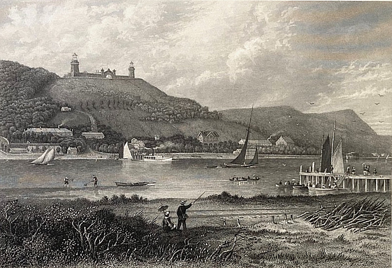 ORIGINAL ATLANTIC HIGHLANDS SHREWSBURY RIVER NEW JERSEY ENGRAVING 1872