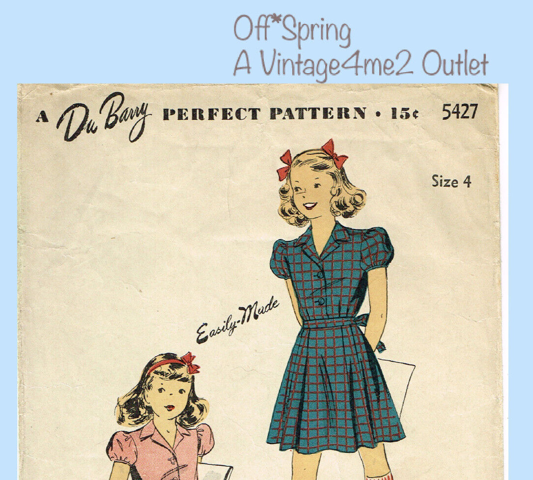 1940s Vintage Dubarry Sewing Pattern 5427 WWII Toddler  Frock Sweet Classic Sz4