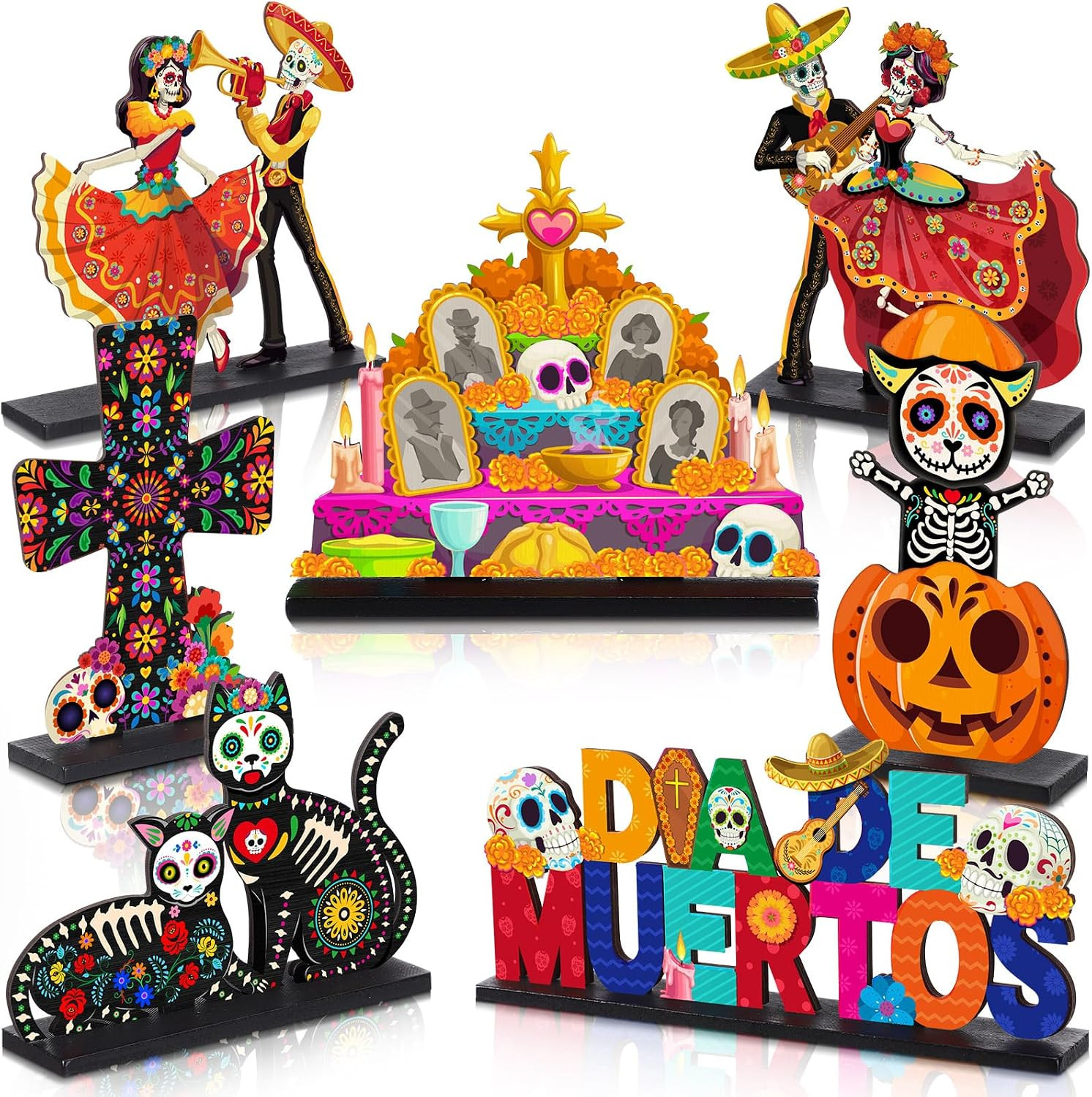 7 Pcs Day of the Dead Table Centerpiece Dia De Los Muertos Decor 7 Pcs Day of the Dead Table Centerpiece Dia De Los Muertos Decor