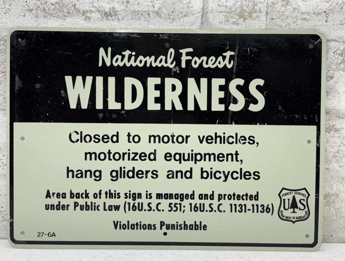 Vintage USFS US Forest Forestry Service ”NATIONAL FOREST WILDERNESS” Metal Sign Vintage USFS US Forest Forestry Service ”NATIONAL FOREST WILDERNESS” Metal Sign