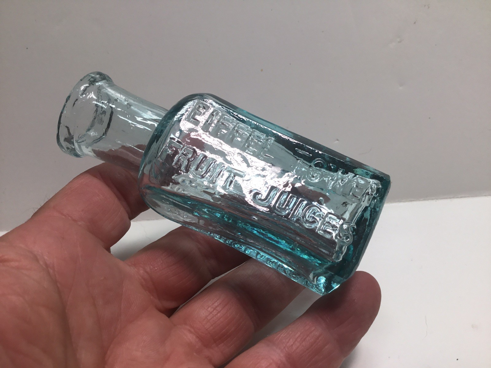 Antique Rich Aqua Maidstone  Eiffel Tower Fruit Juices Bottle.