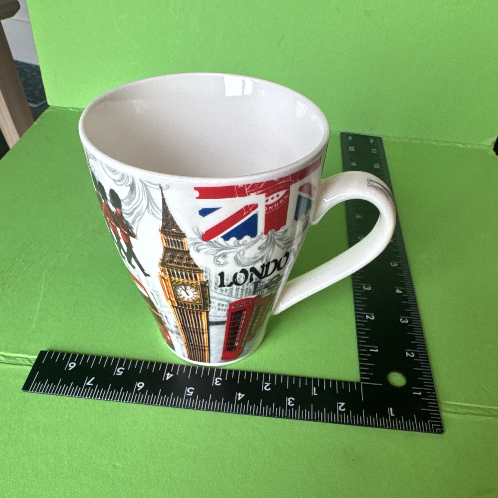 London England Souvenir Mug Union Jack Big Ben Guards Red Bus