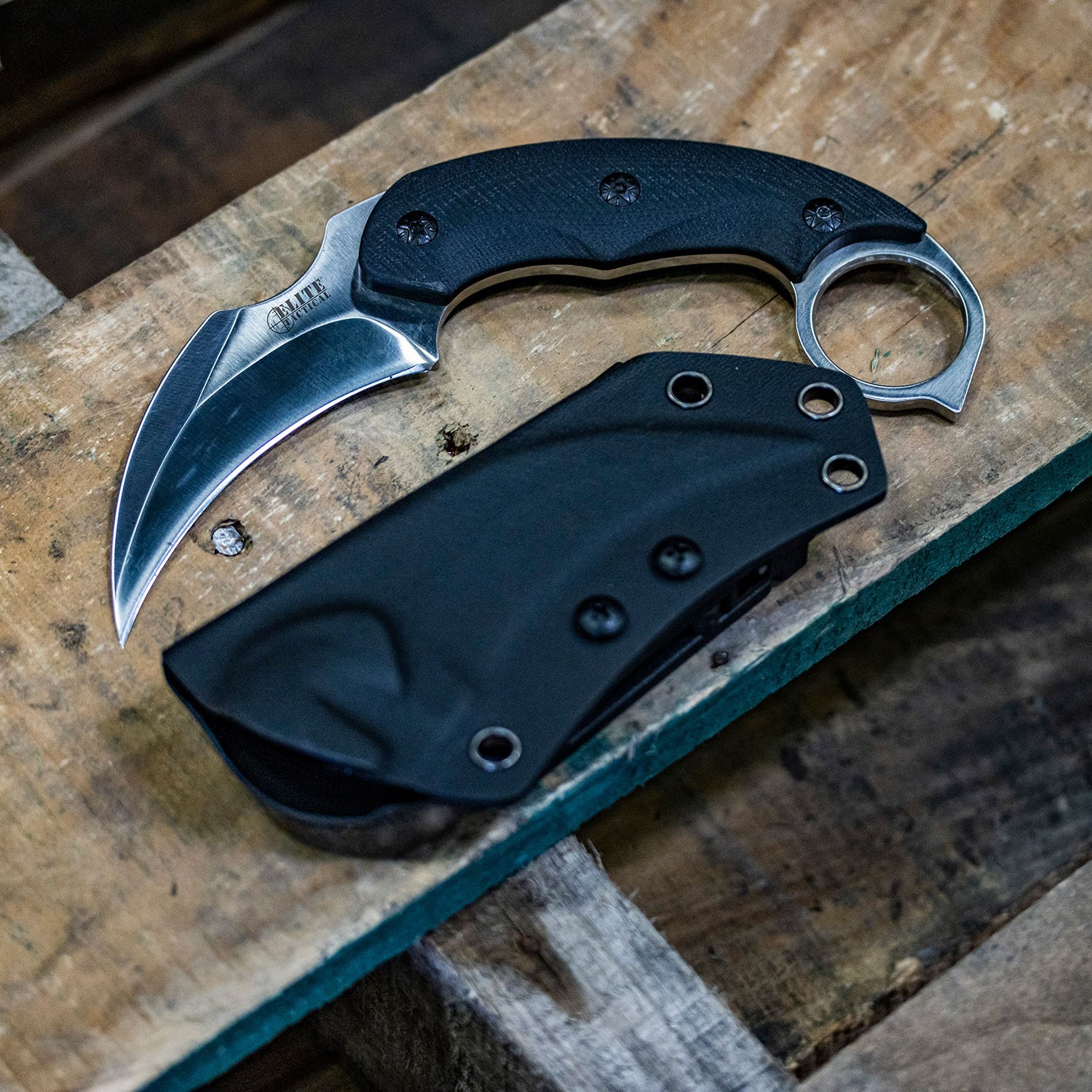 Elite Tactical SILVERFANG Fixed Blade Full Tang Knife w/Micarta Handle & Sheath Elite Tactical SILVERFANG Fixed Blade Full Tang Knife w/Micarta Handle & Sheath