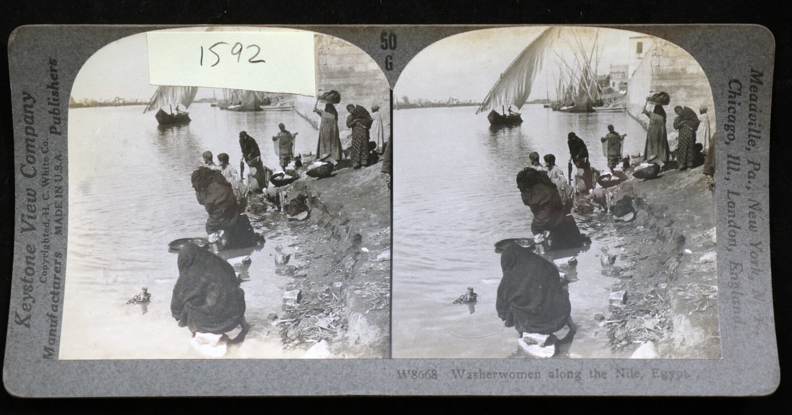 Keystone Stereoview - EGYPT Washer Women Along the Nile #W8668