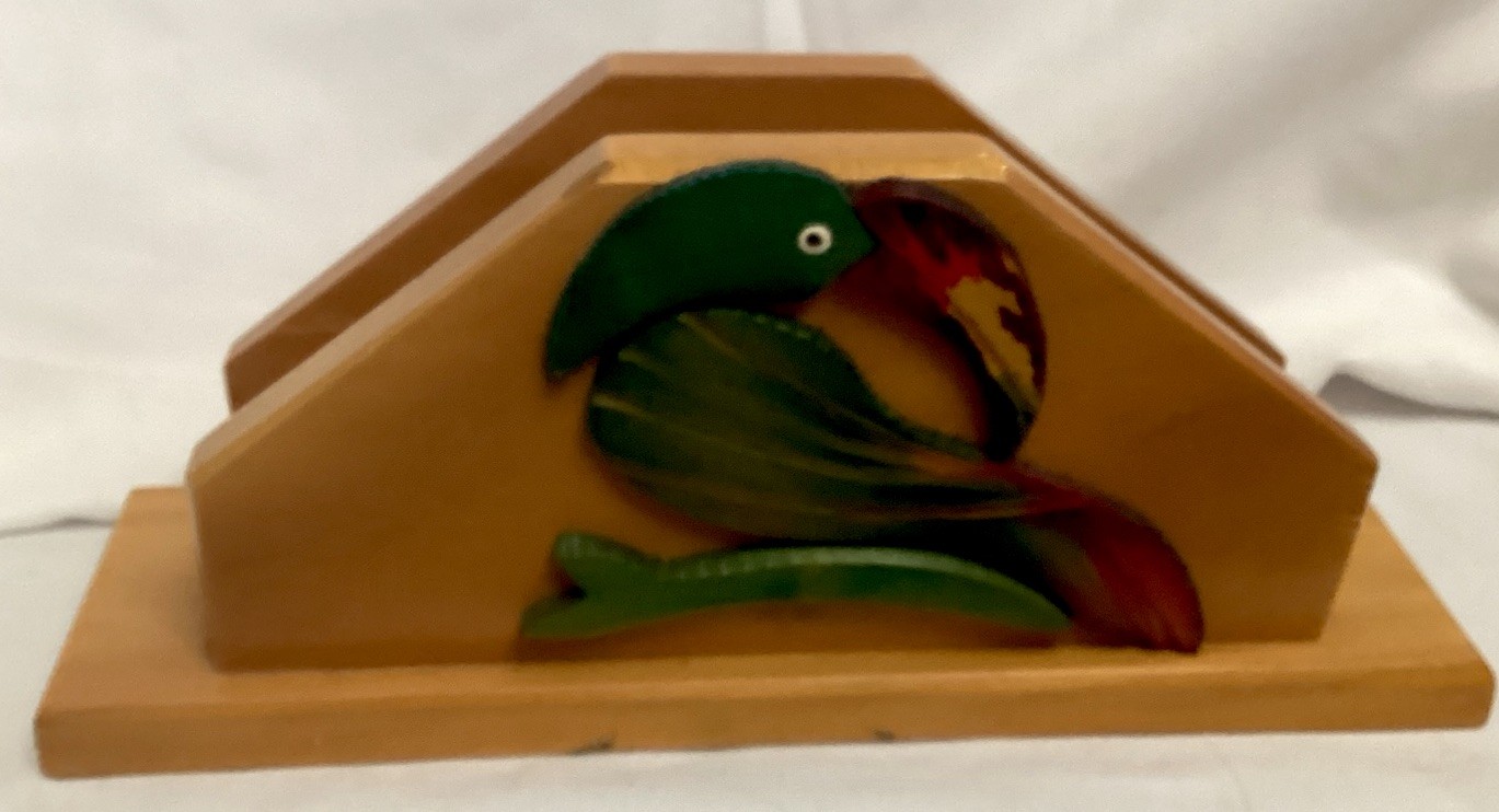 Hand Crafted All Wood Toucan Napkin Holder Or Letter Holder