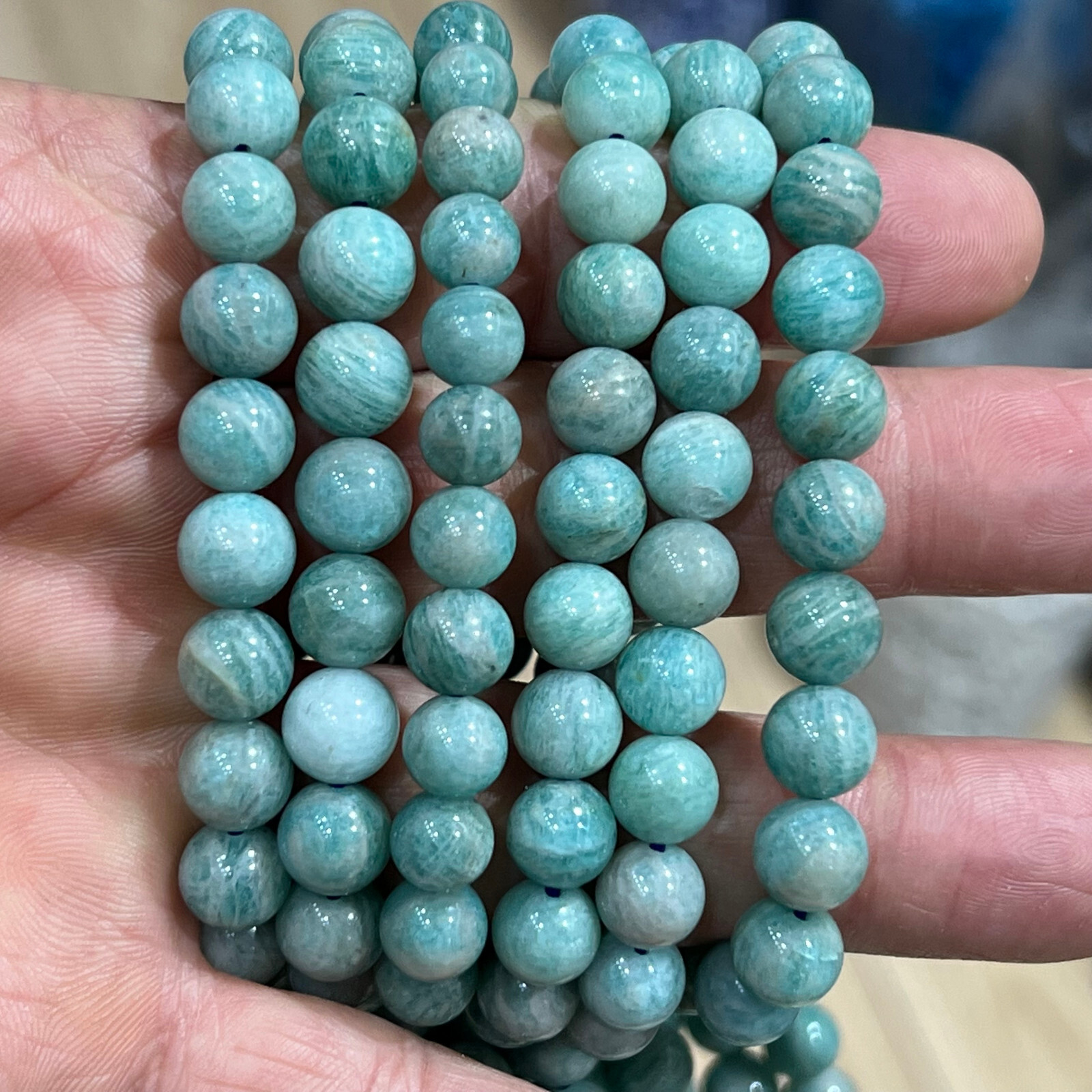 Wholesale Lot 6 Pcs Natura Amazonite 8mm 7.5\
