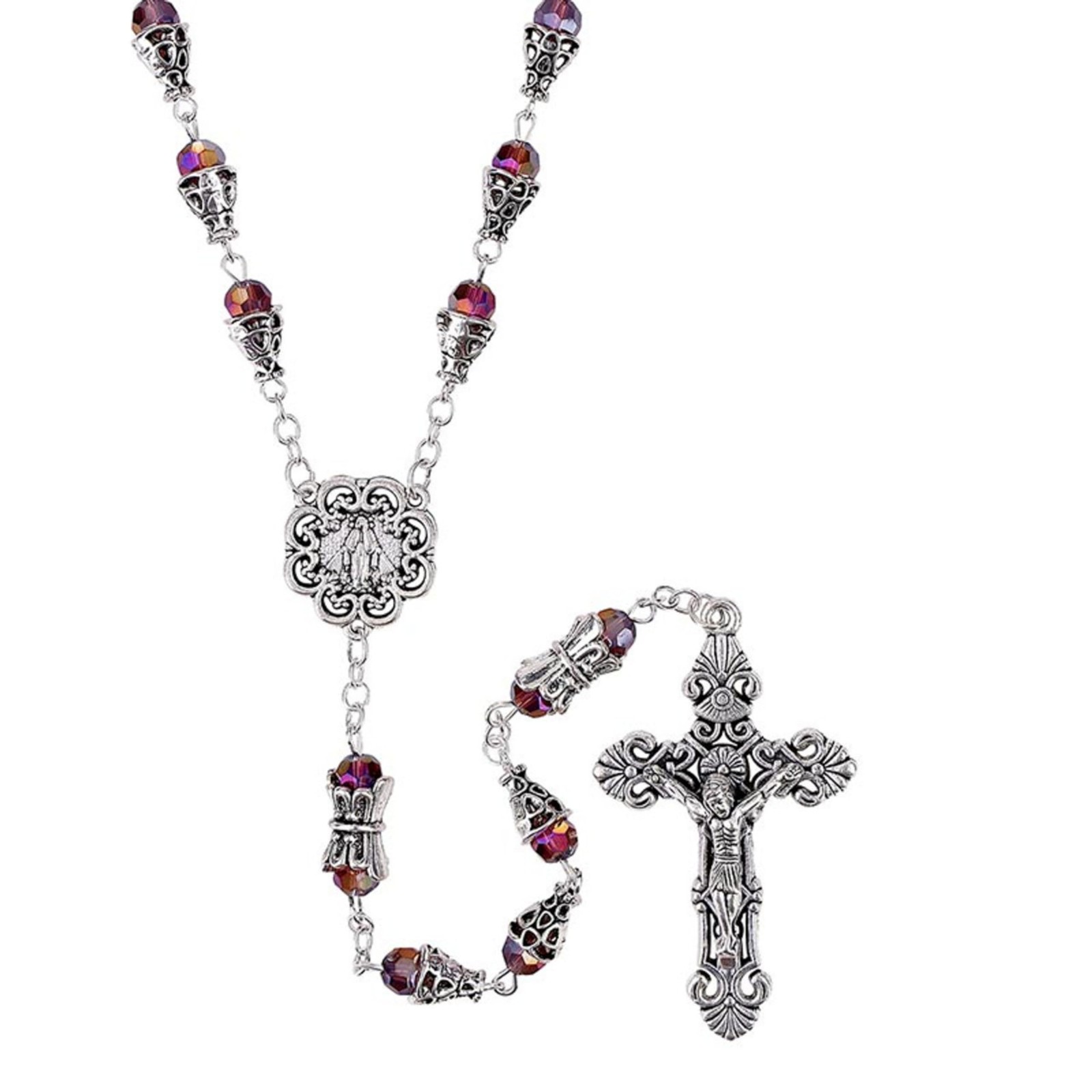 Christian Brands Santiago de Compostela Rosary Amethyst Beads 27in