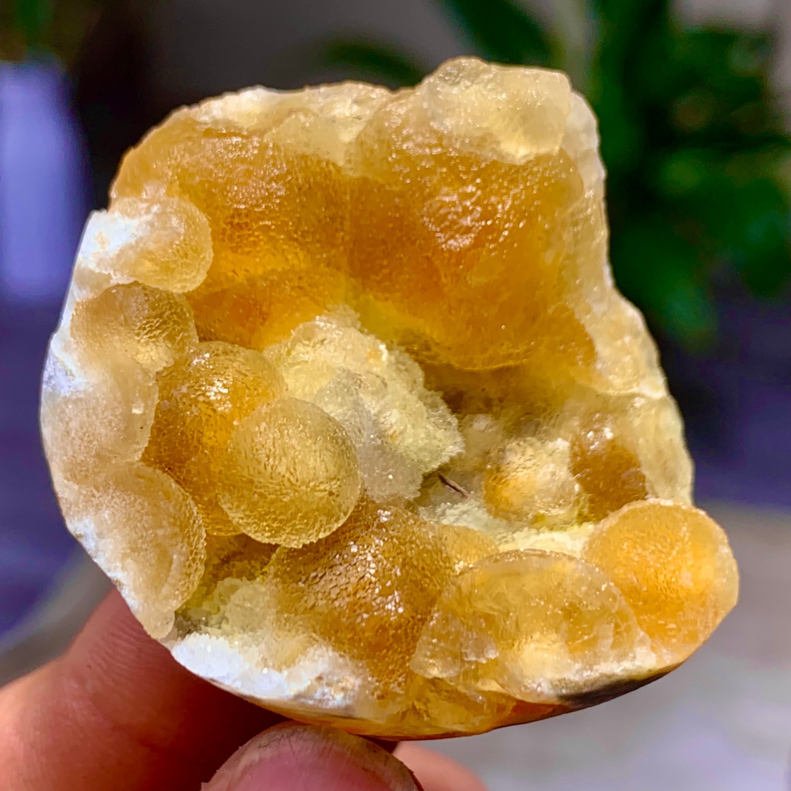 46G Natural transparent Bubble shape Yellow flourite cluster Crystal Sample