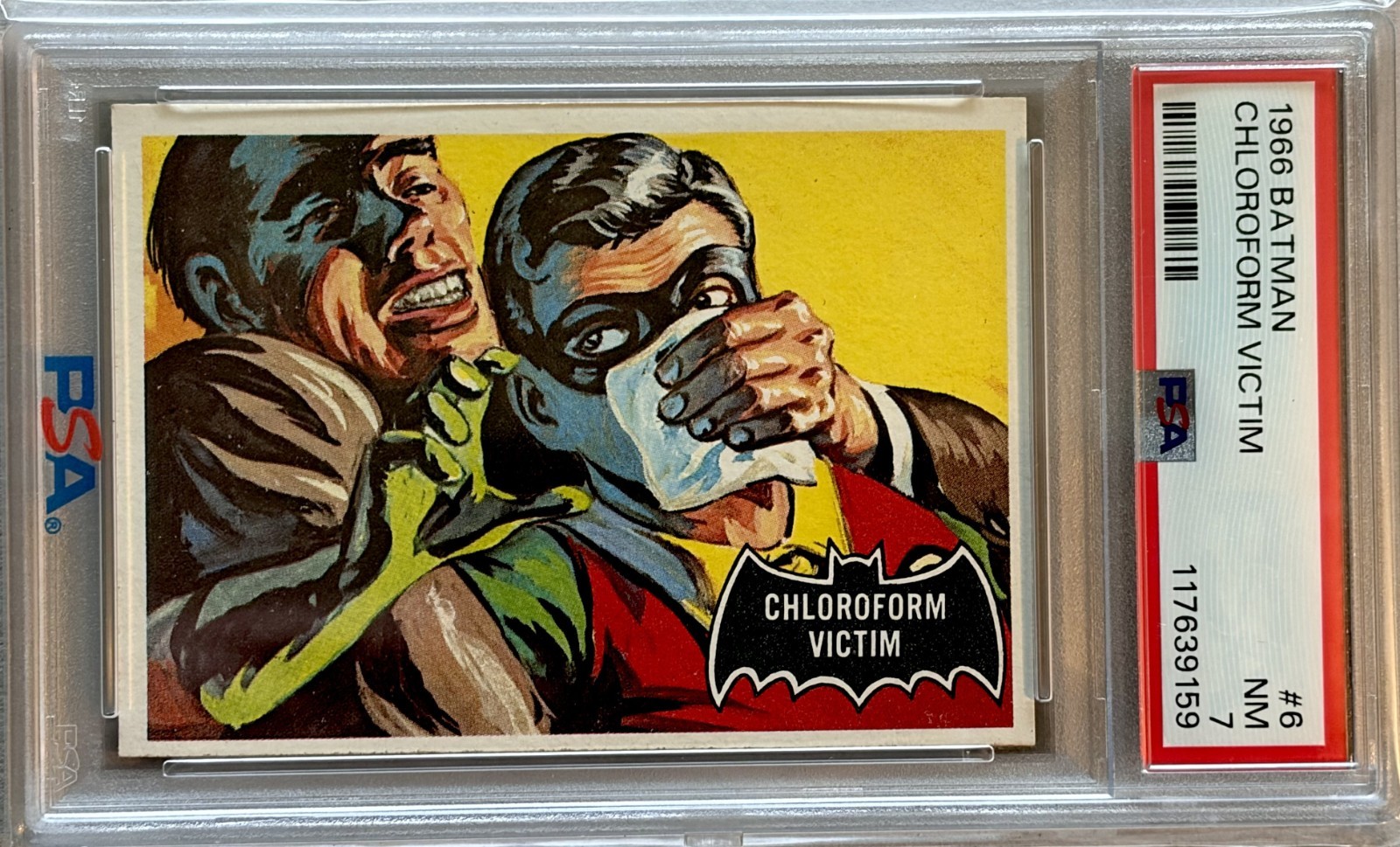 1966 Topps Batman Black Bat #6 Chloroform Victim PSA 7 NM