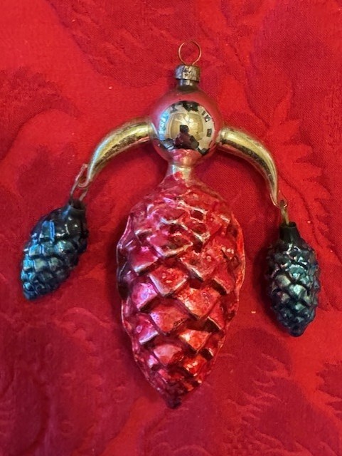 VTG Glass Christmas Ornament - JA - Antique German Pinecone Chandelier VTG Glass Christmas Ornament - JA - Antique German Pinecone Chandelier