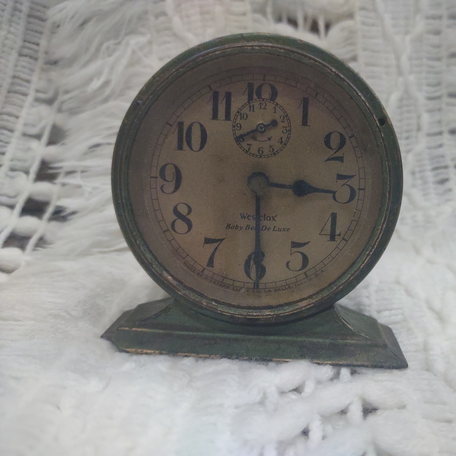 Antique 1927 Green Finish Westclox Baby Ben De Luxe Alarm Clock -Working