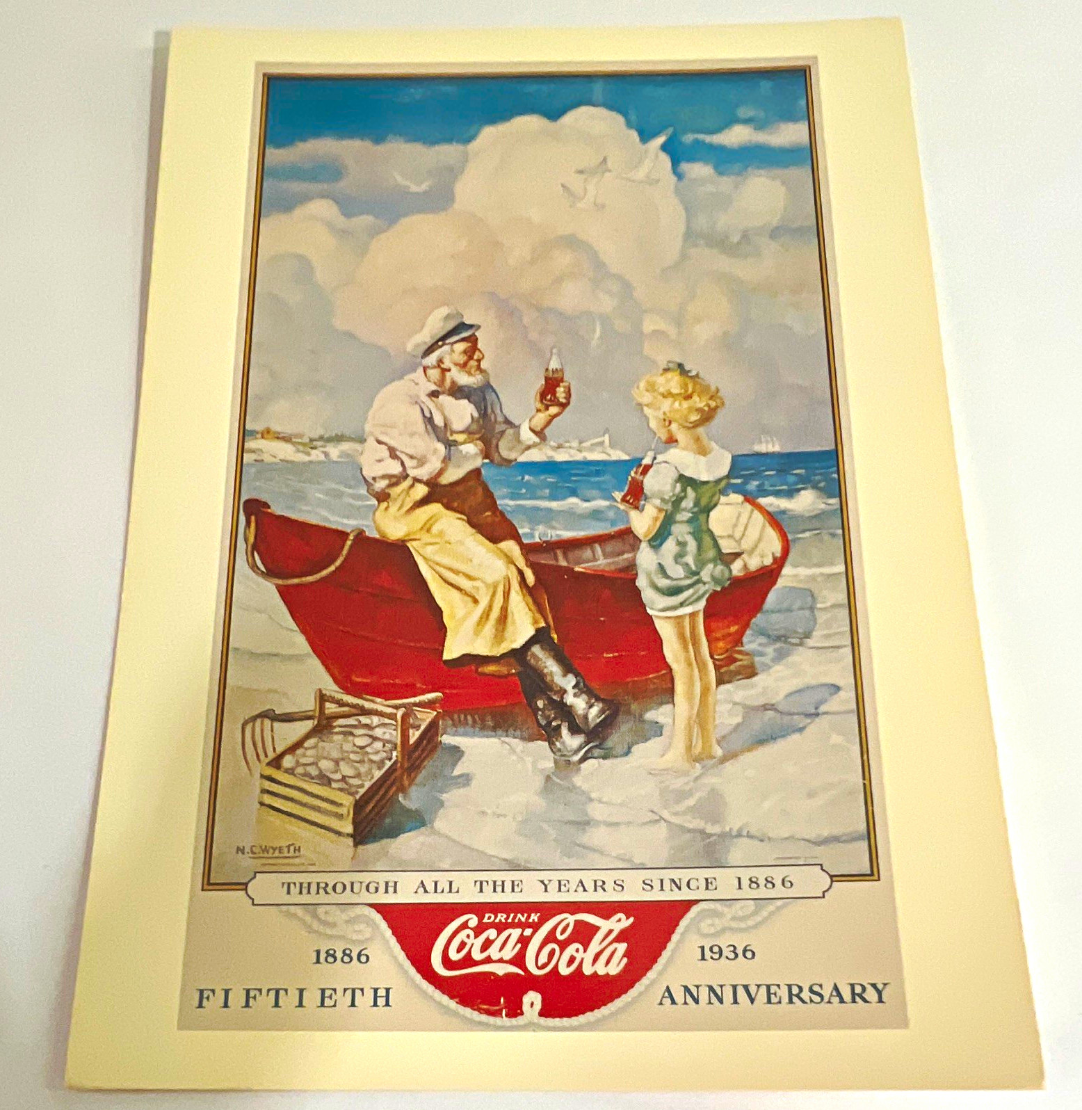 Coca-Cola 50th Anniversary 1886-1936 N.C. Wyeth Postcard Repro 1990