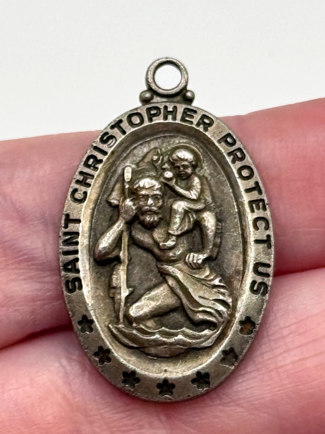 Vintage Sarah Coventry Sterling Silver St Saint Christopher Catholic Medal