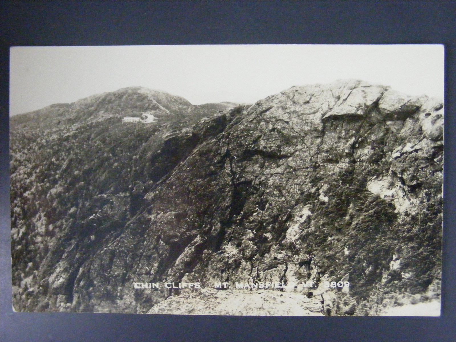 Chin Cliffs Mt Mansfield Vermont VT B&W Real Photo Postcard RPPC c1940s Vintage