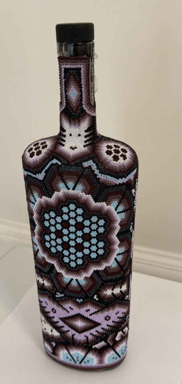 Traditional Huichol Beaded Kimo Sabe Tequila Empty Bottle LIMITED Only 1888 Made