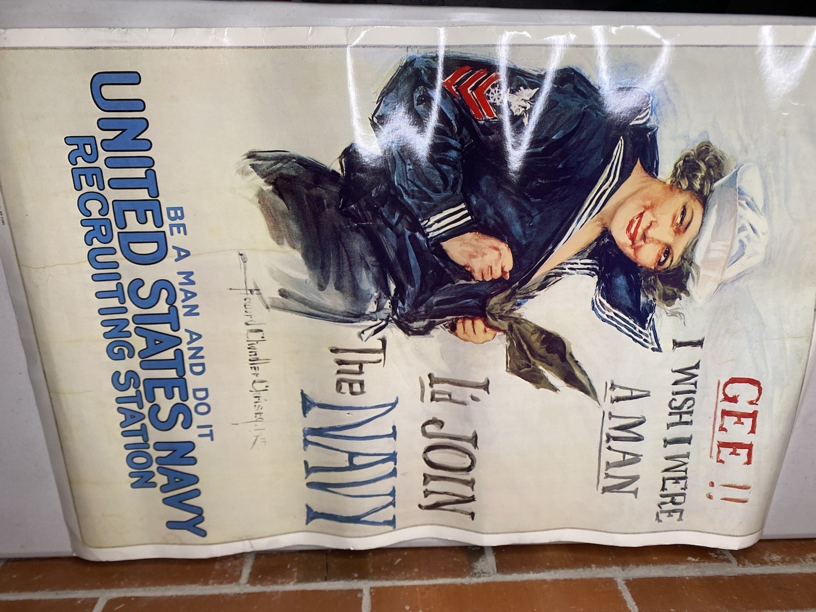 Vintage GEE I WISH I WERE A MAN, I\'D JOIN NAVY Poster Howard Chandler Christy