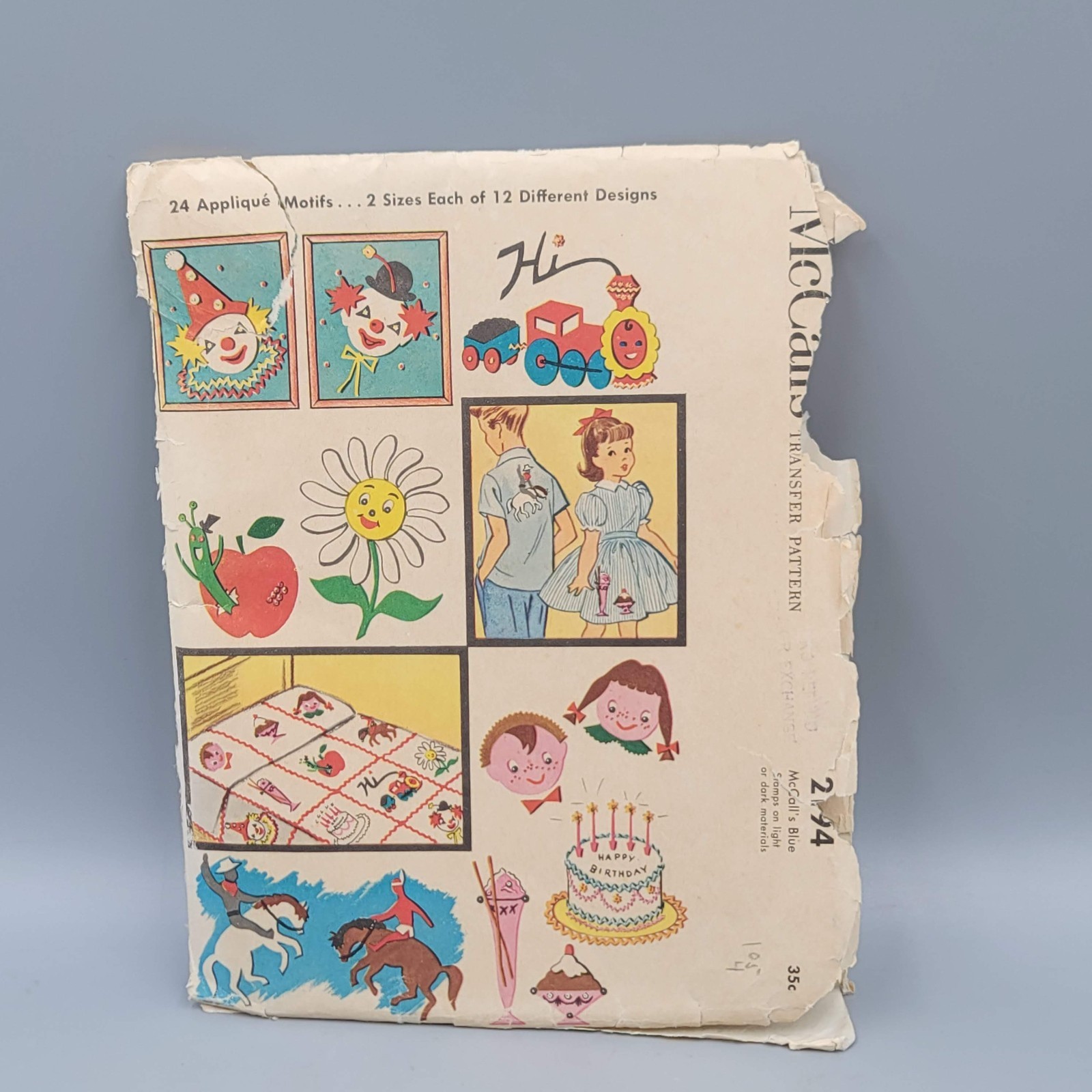 Vtg McCall's Transfer Pattern 2194 Childs Appliques