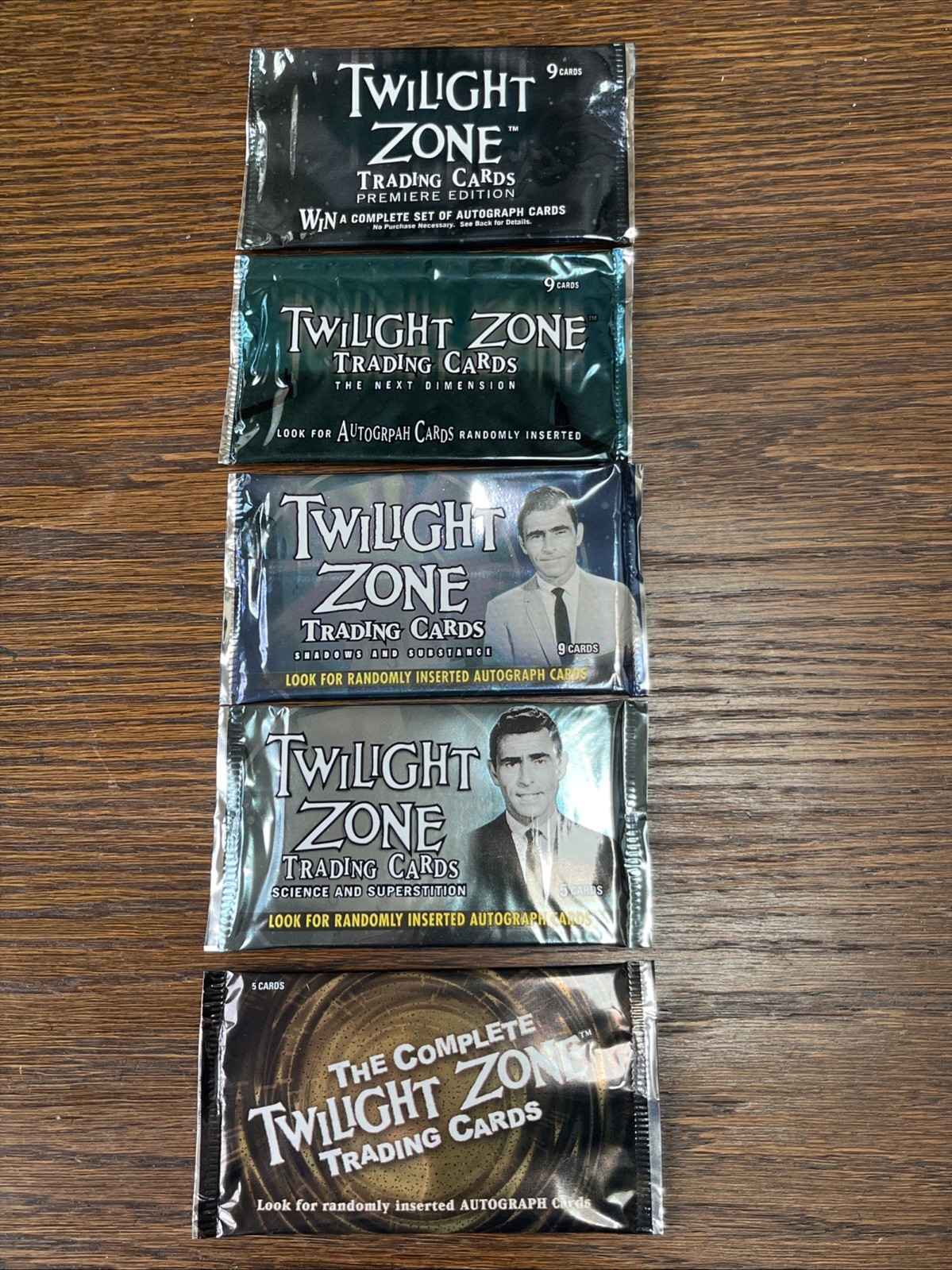 RITTENHOUSE TWILIGHT ZONE SERIES 1-2-3-4-5 EMPTY WRAPPERS EXCELLENT CONDITION