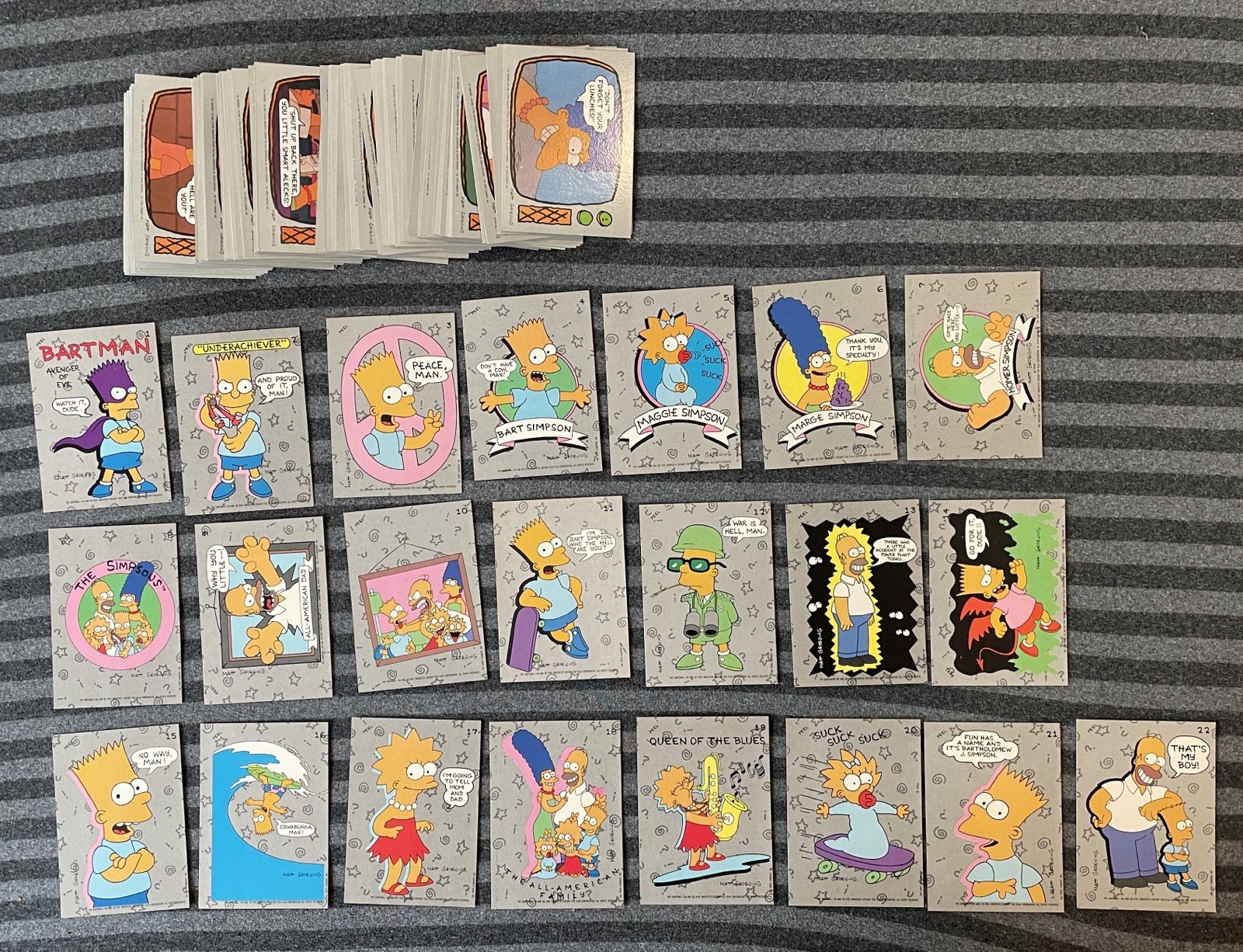 1990 Topps The Simpsons Complete Set Bartman #1 88 Cards 22 Stickers BART Rookie