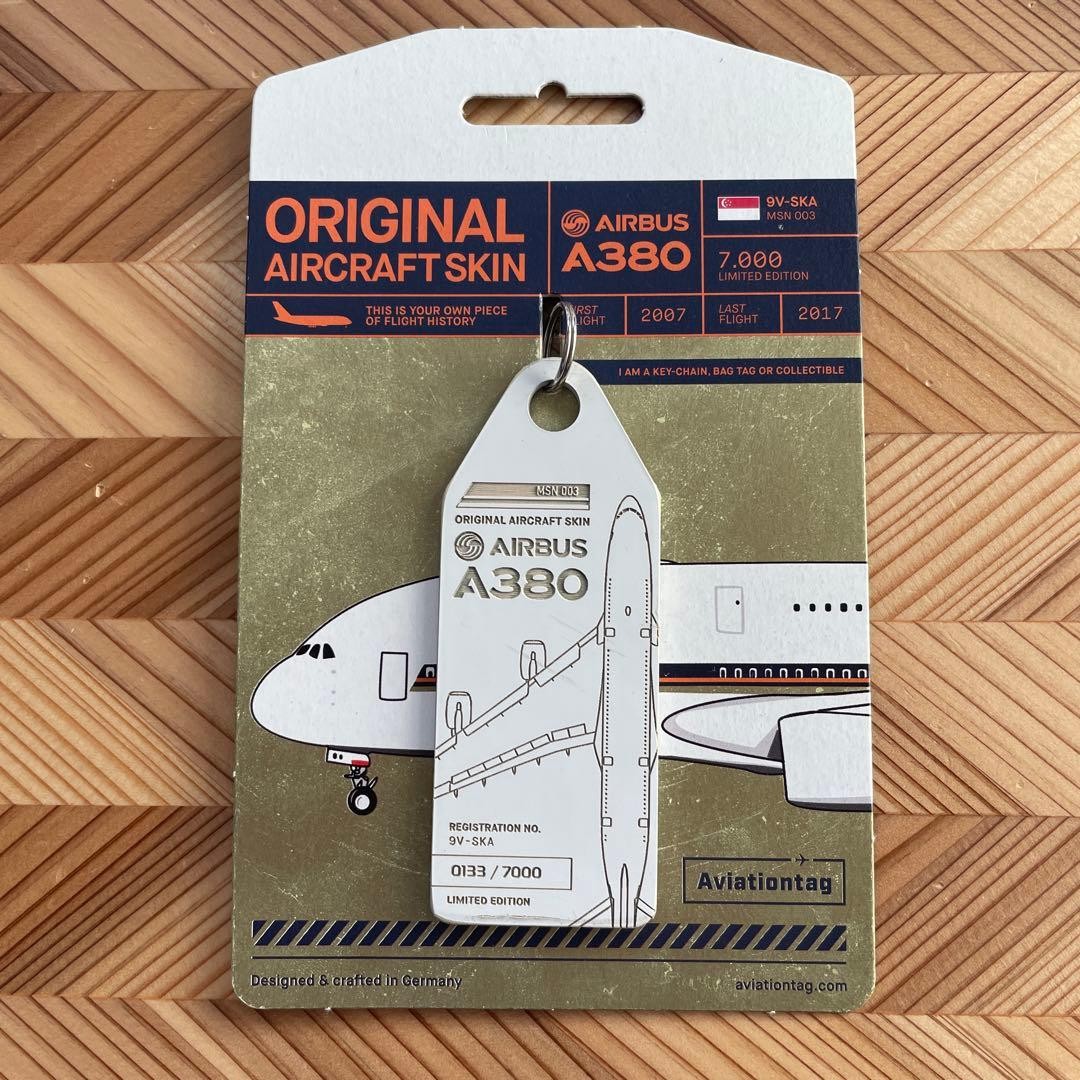 Extremely Rare Aviationtag Singapore Airlines Airbus 380 9V-SKA Key Chain KU04