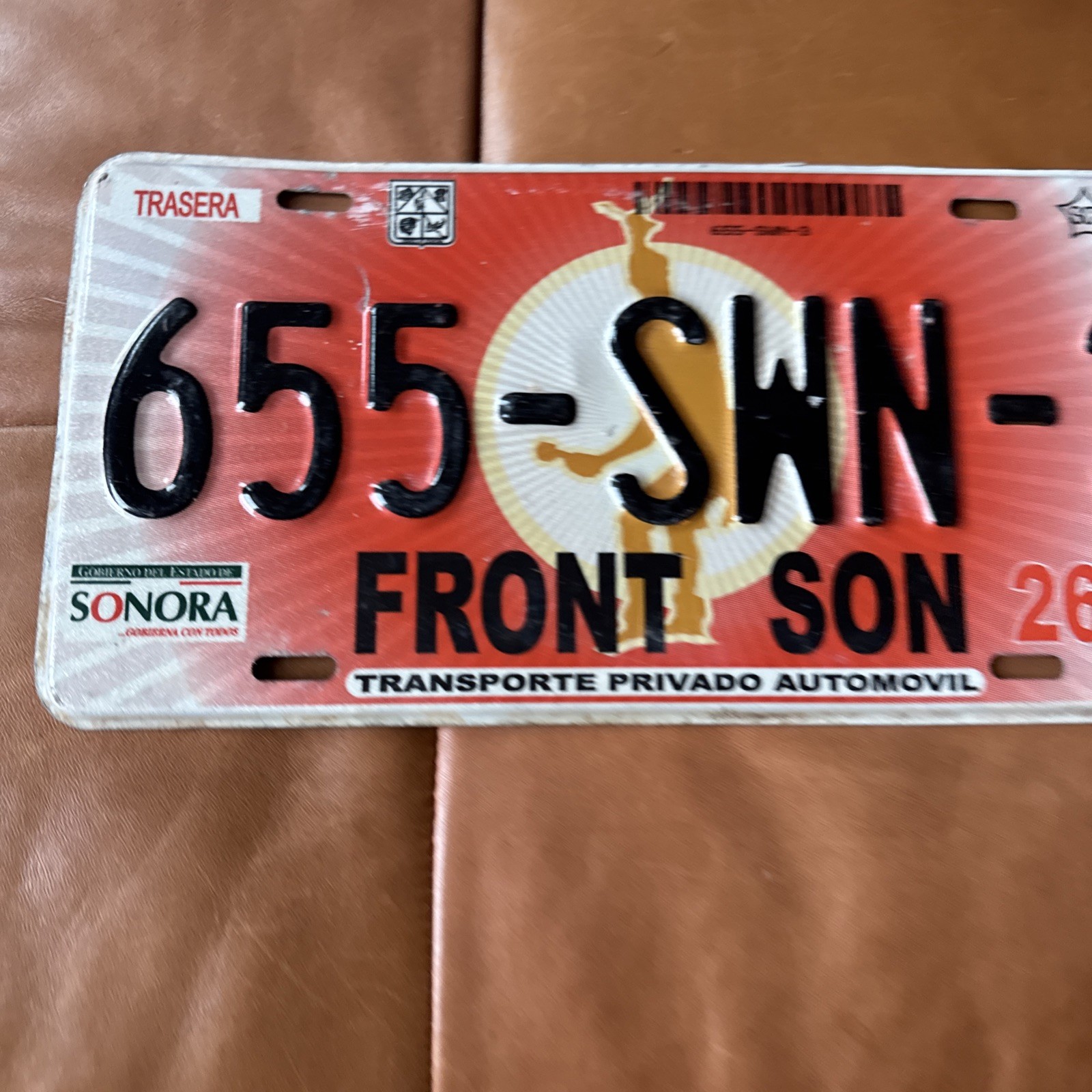 2002-2004 Mexico License Plate Vintage Sonora Mexican 🇲🇽 Front Tag # 655 SWN 3 2002-2004 Mexico License Plate Vintage Sonora Mexican 🇲🇽 Front Tag # 655 SWN 3