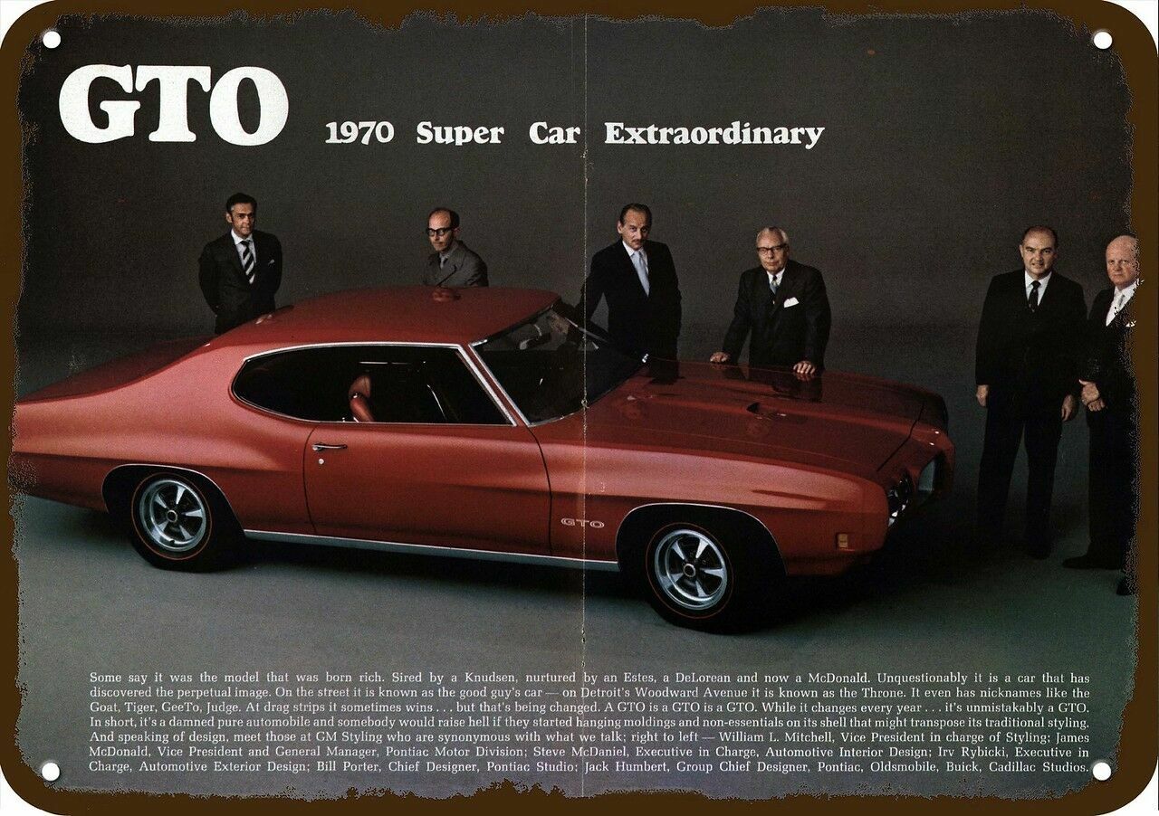 1970 PONTIAC GTO Car & EXECUTIVES Vintage Look DECORATIVE REPLICA METAL SIGN 1970 PONTIAC GTO Car & EXECUTIVES Vintage Look DECORATIVE REPLICA METAL SIGN
