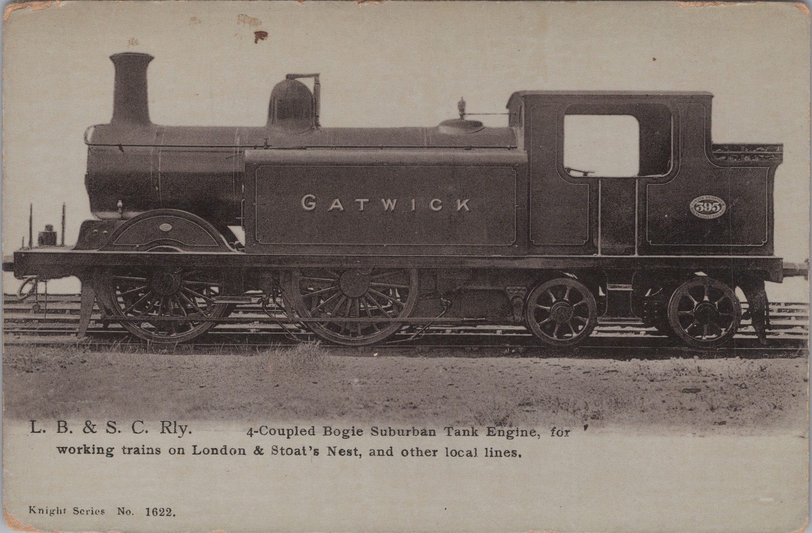LB&SCR Locomotive \'Gatwick\' No 395 Tank Engine Postcard Knight Series Railway
