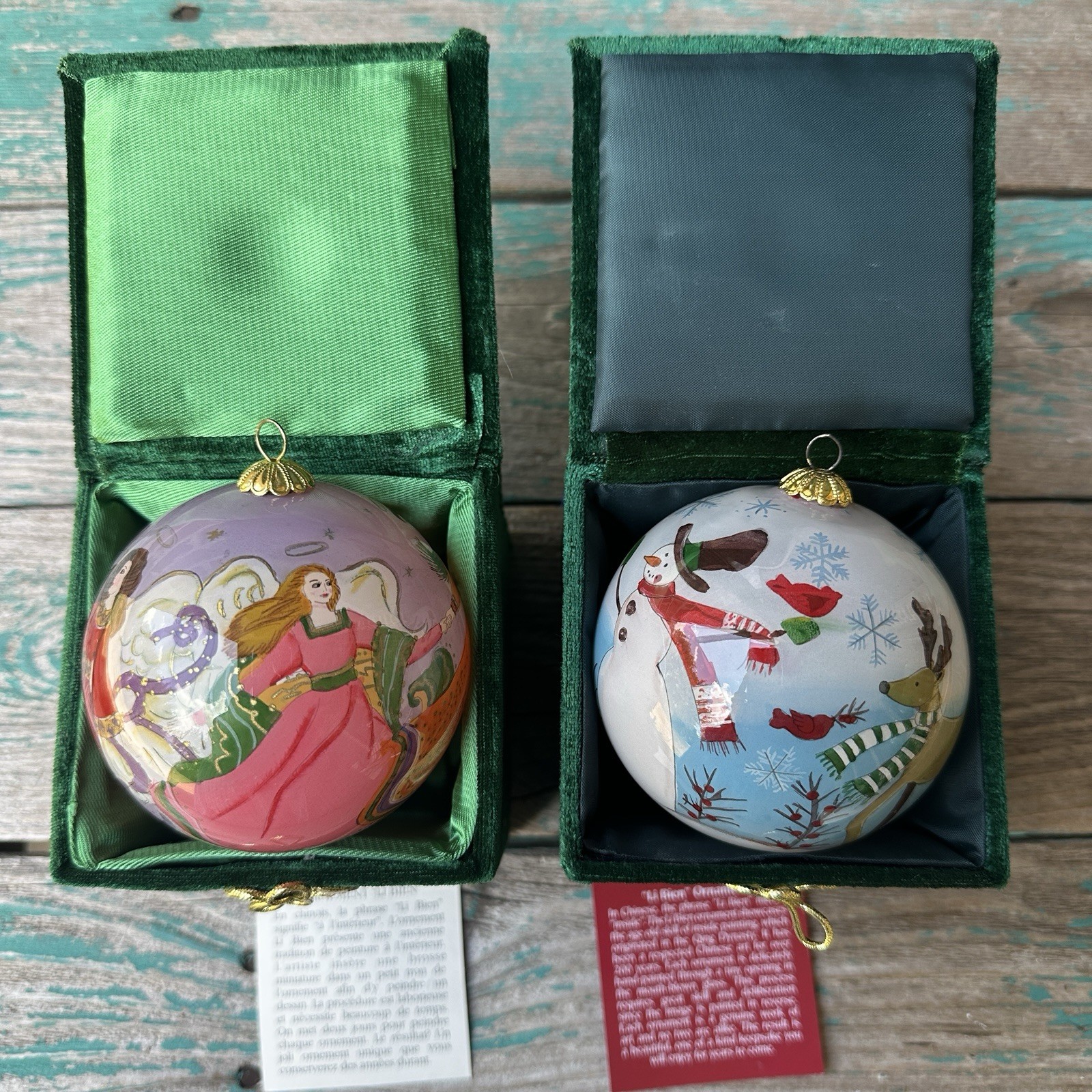 Pier 1 Li Bien Glass Christmas Ornaments Santa Snowman Angels Box Set Of 2 Pier 1 Li Bien Glass Christmas Ornaments Santa Snowman Angels Box Set Of 2