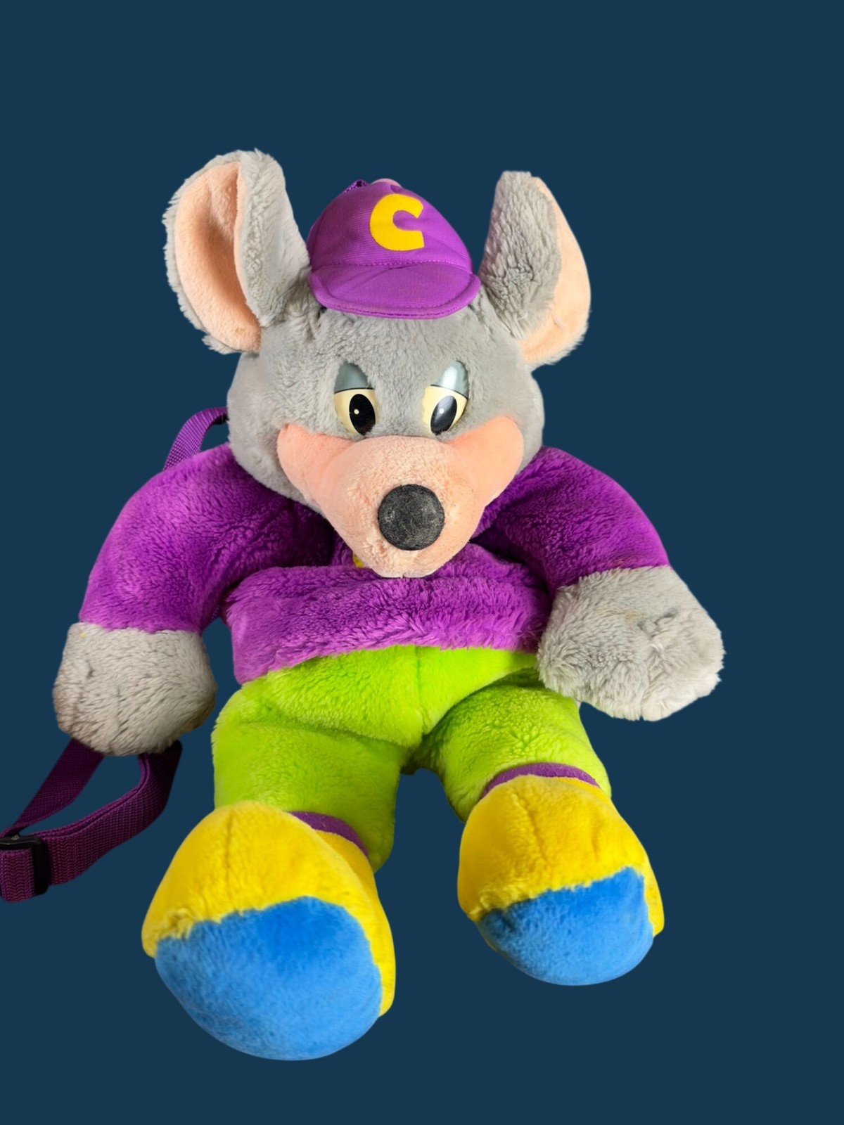 Vintage 2000 Chuck E Cheese Avenger Plush Backpack Kid’s Stuff Prize Bag 18”