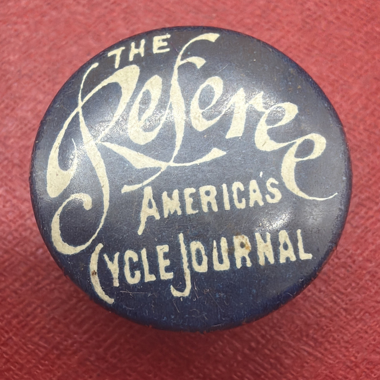 c.1896 THE REFEREE AMERICAS CYCLE JOURNAL Bicycle Lapel Stud Cycling SPOTTING
