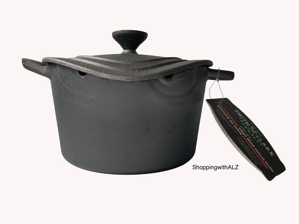 NEW Smith Clark 3 QT Steam Eyes Pre-Seasoned Cast Iron Dutch Oven Halloween