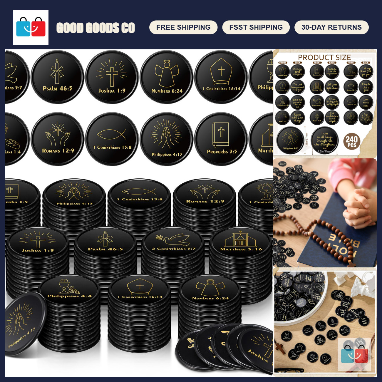 240 Pcs Christian Coins Bulk - Bible Verse Tokens, Jesus Faith Souvenirs 240 Pcs Christian Coins Bulk - Bible Verse Tokens, Jesus Faith Souvenirs