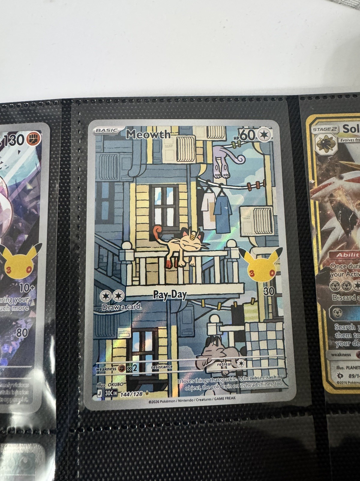 Meowth Illustration Rare From 30th Anniversary Pokemon 144/128 MINT/NM