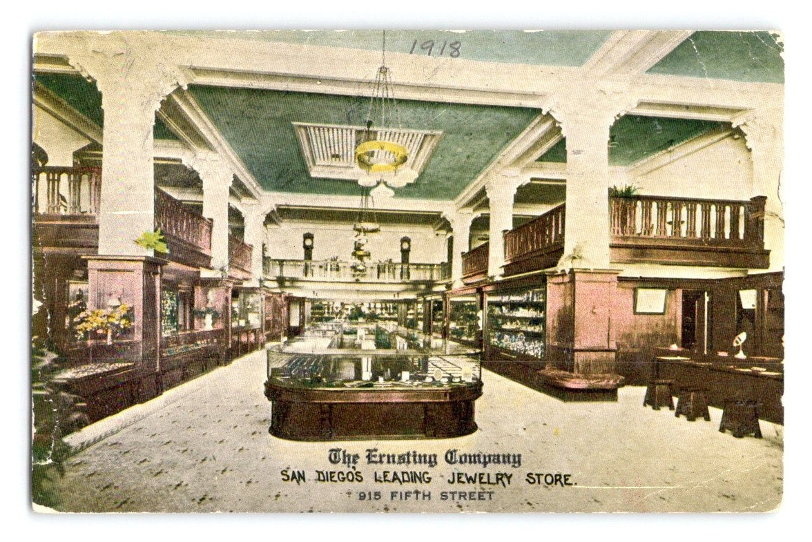 1918. SAN DIEGO, CA. JEWELRY STORE. POSTCARD A1