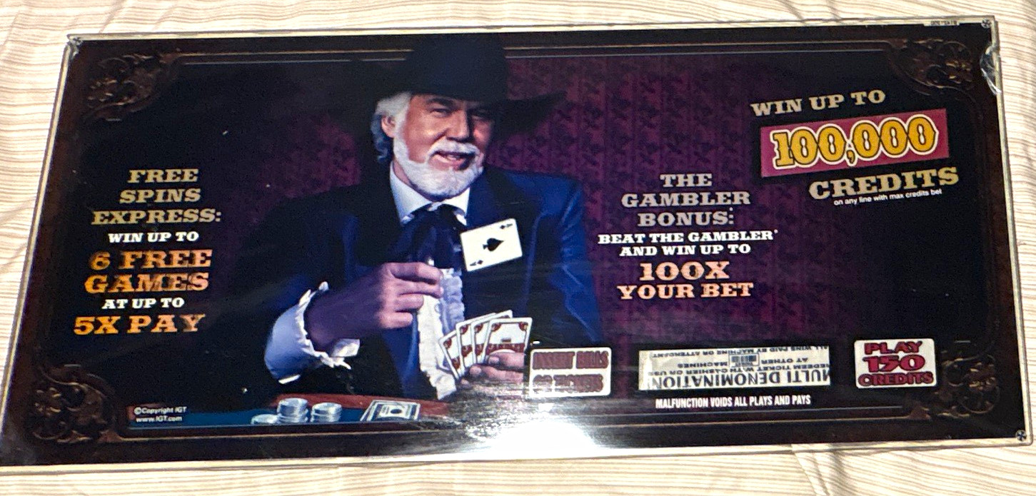 Kenny Rogers The Gambler slot machine glass / replacement parts Top glass IGT