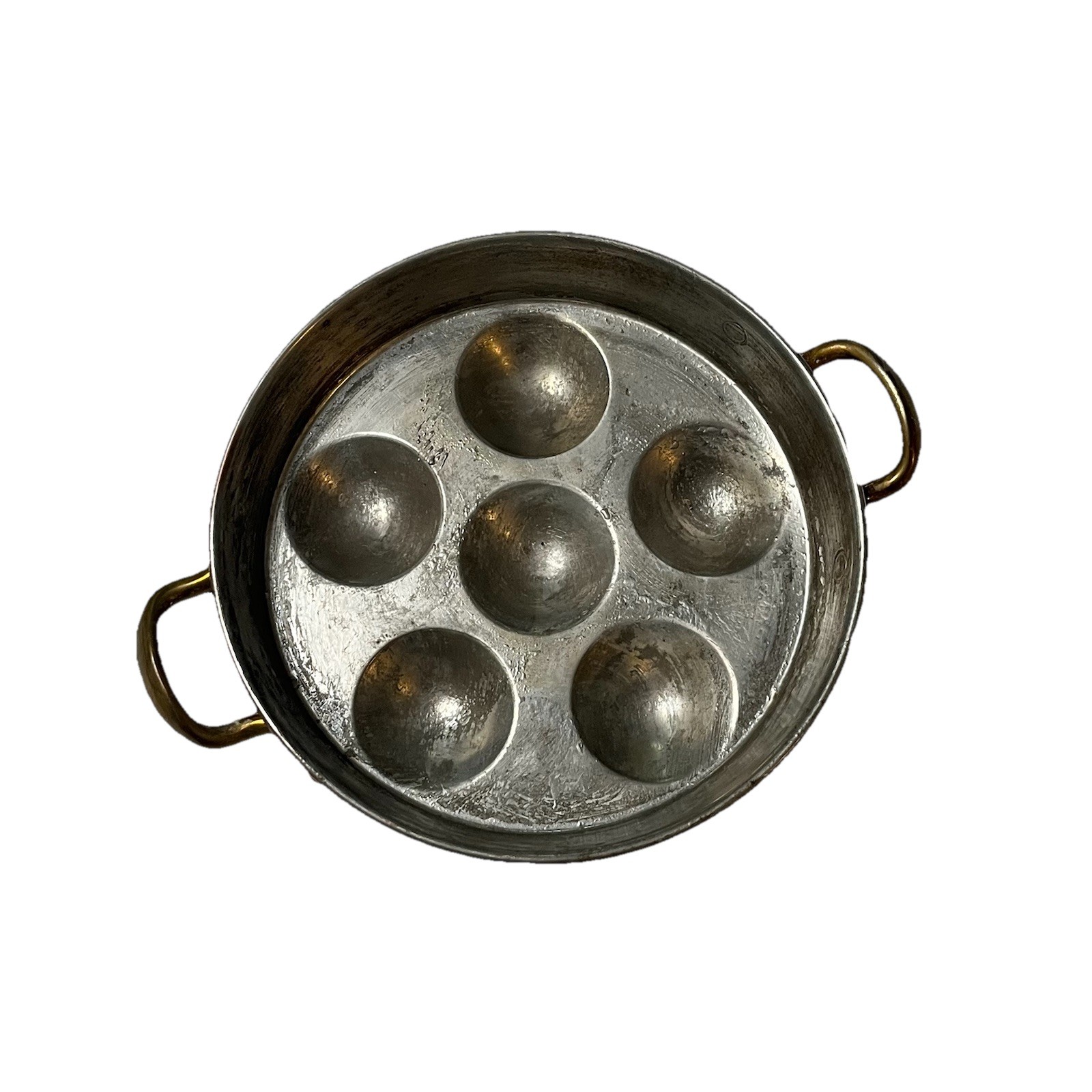 Vintage B&M Portugal Copper Escargot Pan 6 Well Brass handles 6\