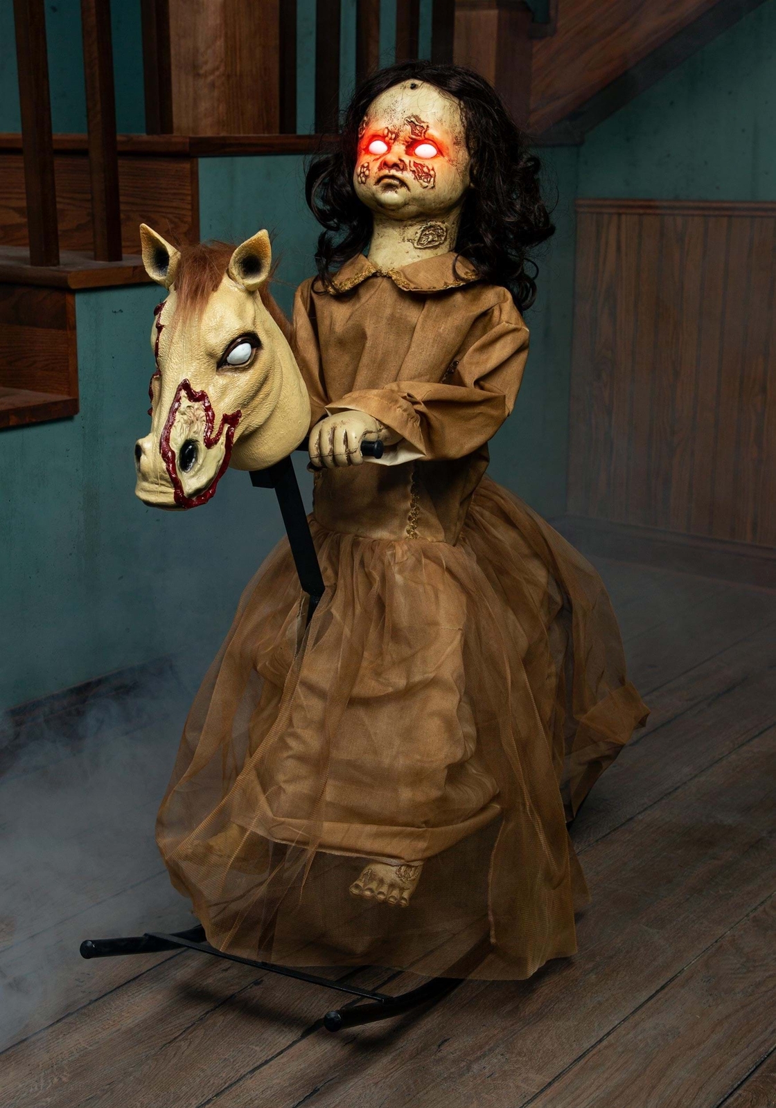 3.5 Ft Animated Rocking Horse w/ Doll Halloween Prop 3.5 Ft Animated Rocking Horse w/ Doll Halloween Prop