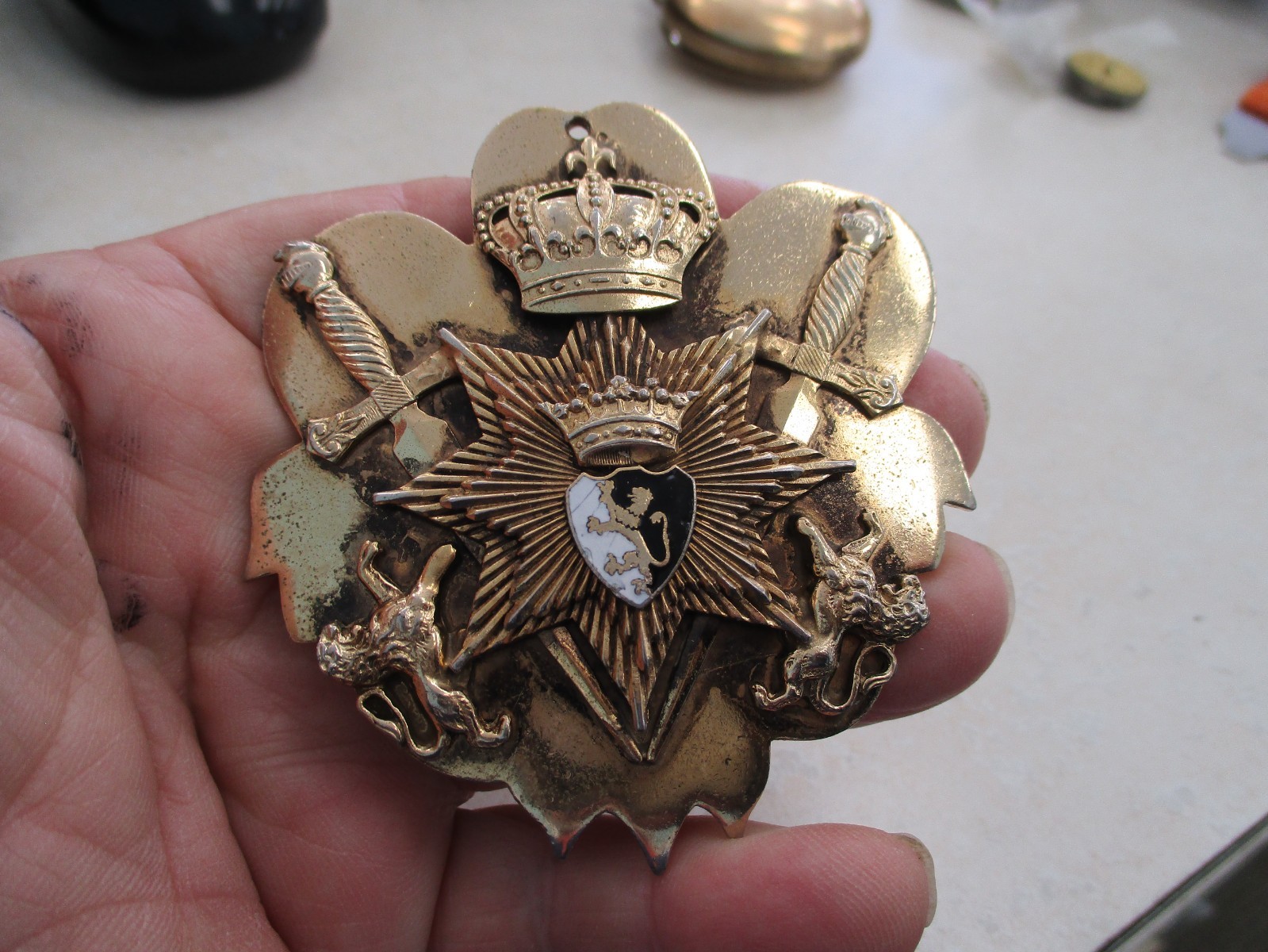 Antique Scottish Coat of Arms Medallion, 3 Antique Scottish Coat of Arms Medallion, 3