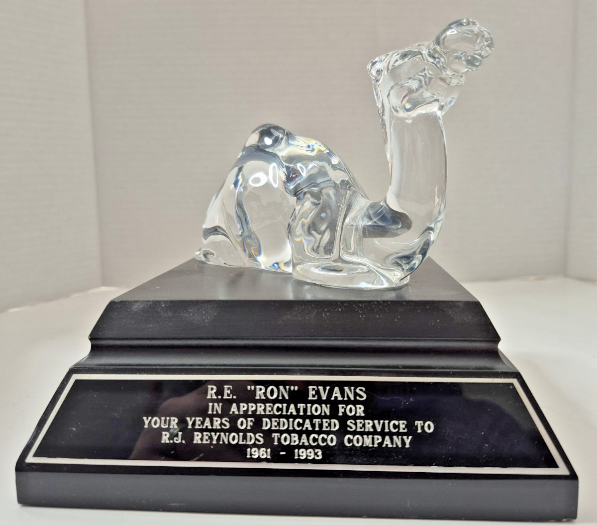 Baccarat Crystal Camel R.J. Reynolds 32 Years Service Award Tobacco Company RARE