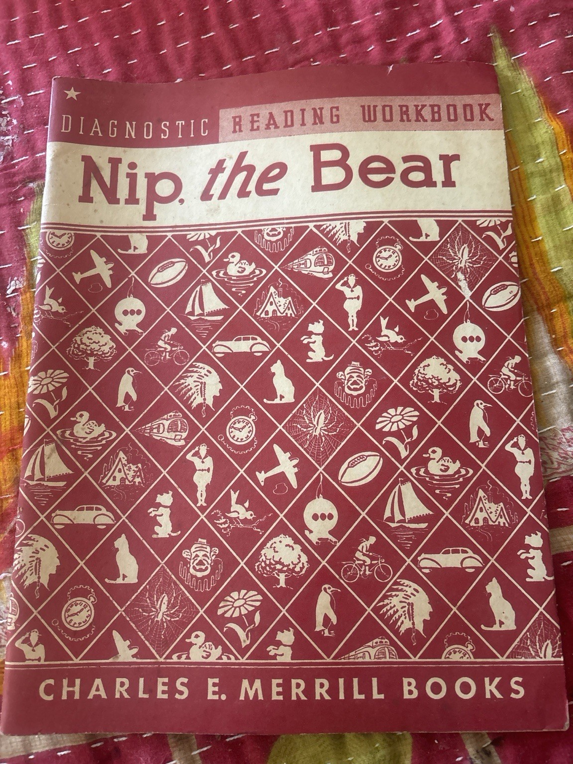 Vintage 1960 Nip the Bear Diagnostic Reading Workbook Mid Century School Book