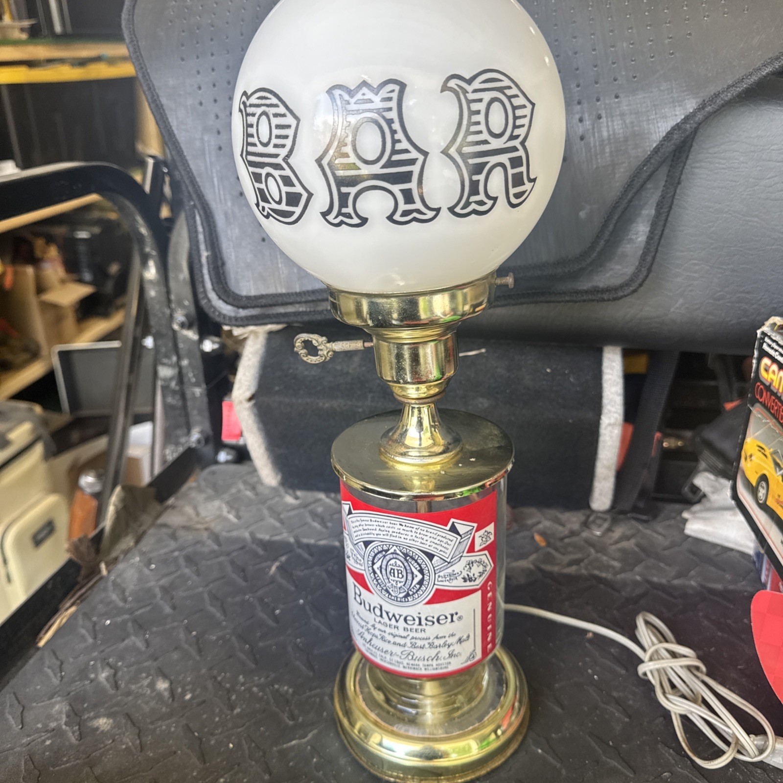Vintage Budweiser Beer Bar Lamp — Glass Globe Light — Anheuser Busch Breweriana