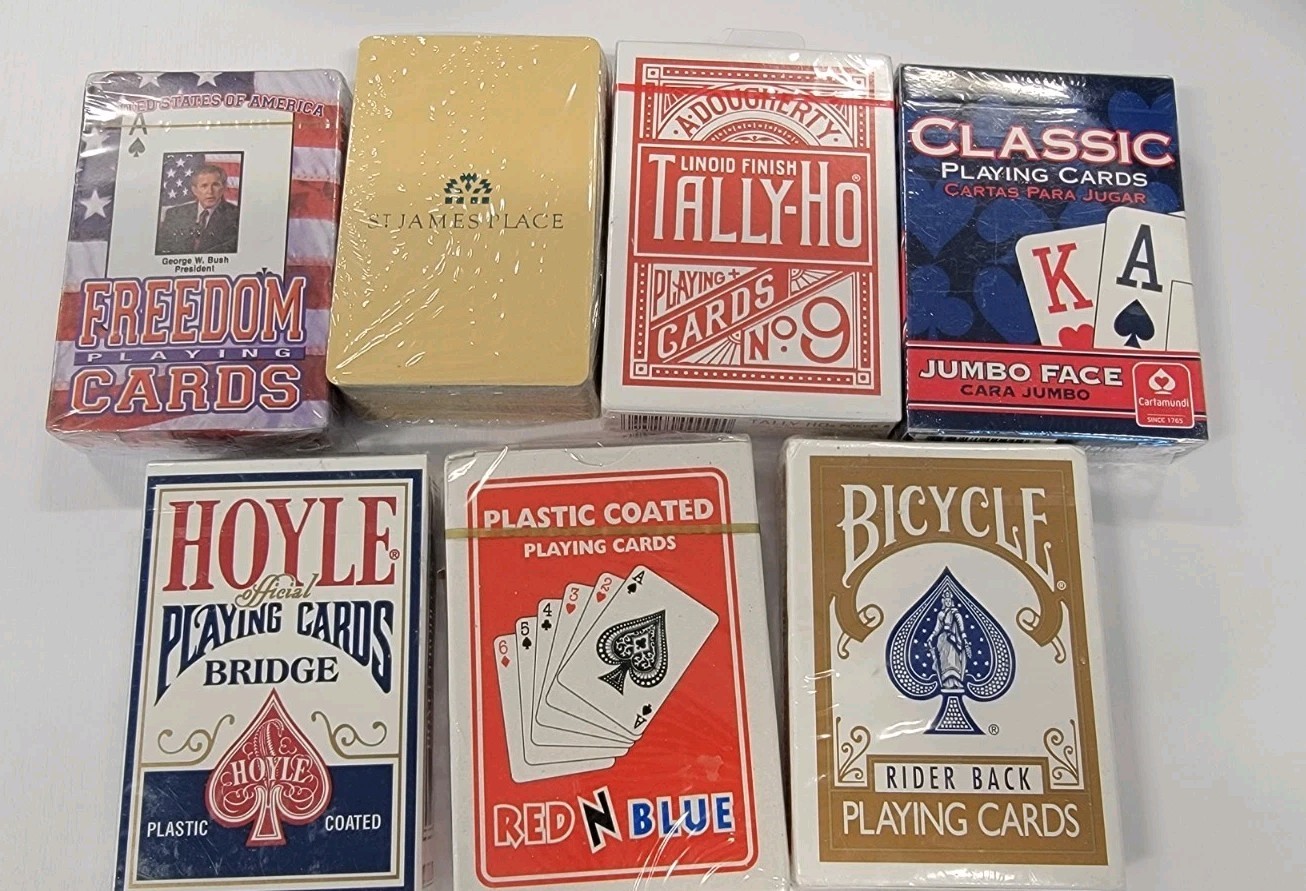 Vintage Playing Cards Lot of 7 Sealed Hoyle Bicycle Tally Ho Freedom Poker