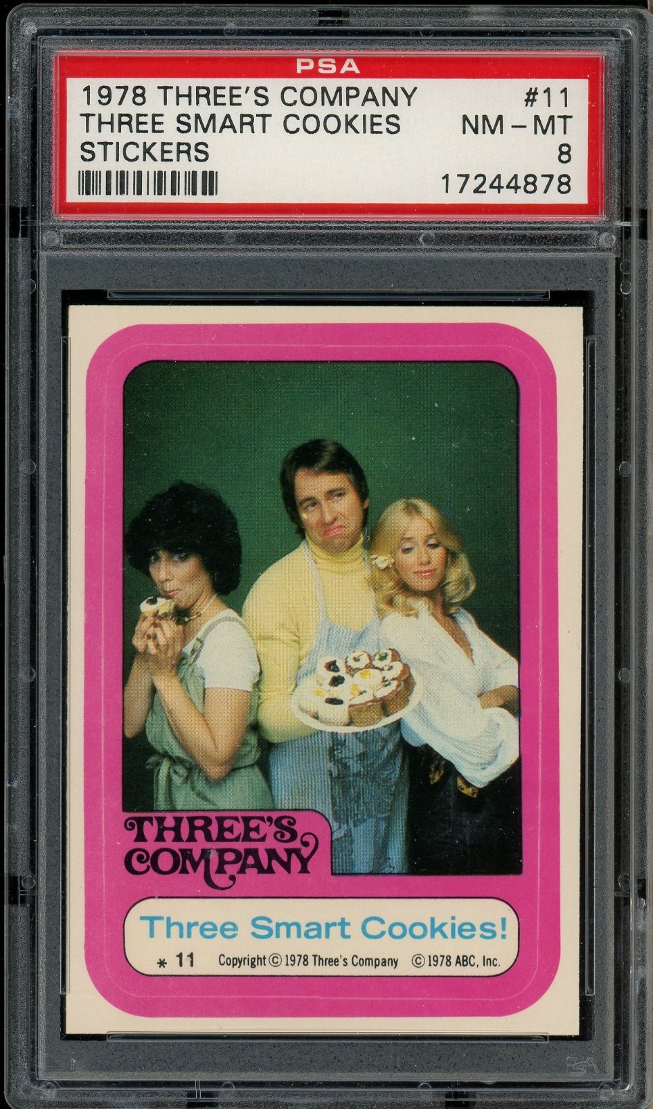 1978 THREE\'S COMPANY STICKERS #11,  PSA NM-MT 8 \