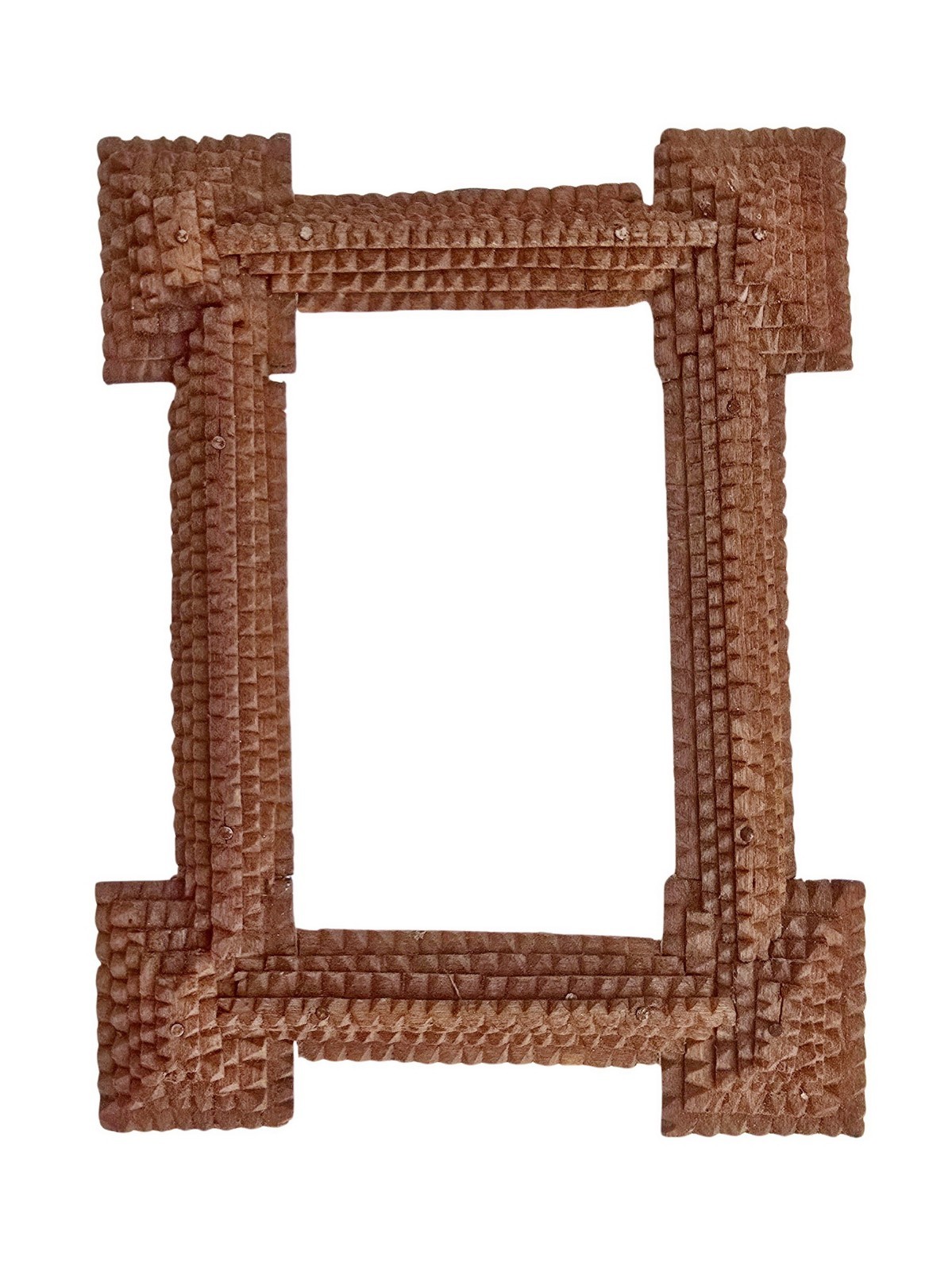 Antique Tramp Art Picture Frame, Black Forest, Original 19th Century (#19351)