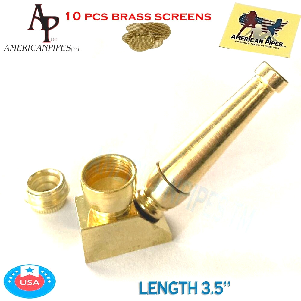 Americanpipes™️ 3.5'' gold metal Tobacco Smoking Pipe w 10 brass screen Americanpipes™️ 3.5'' gold metal Tobacco Smoking Pipe w 10 brass screen
